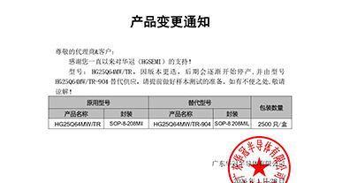 HG25Q64MW系列替代 變更通知函